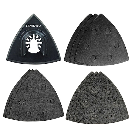 Arrow Fastener Multi-Tool Triangle Sanding Pad + Sandpaper Variety Pack, 10PC OSCTSV-1